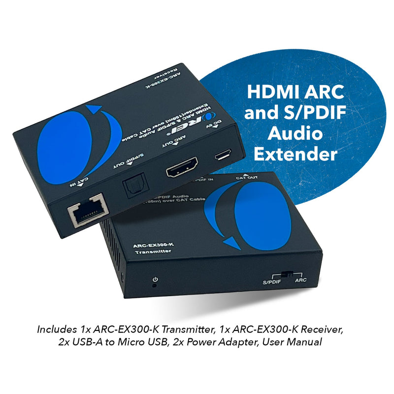 HDMI ARC & S/PDIF Audio Extender Up To 150m using CAT 6/7 (ARC-EX300-K)