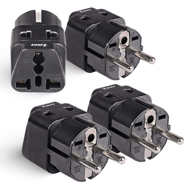 Germany, France Travel Adapter - 2 in 1 - Type E/F - Compact Design (DB-9)