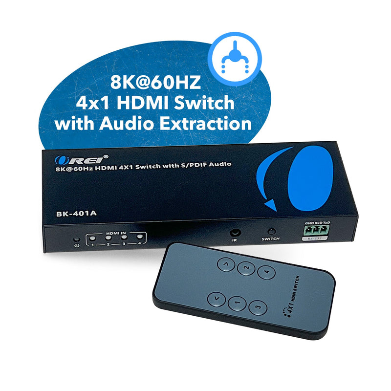 8K 4x1 HDMI Switcher with Audio Extraction (BK-401A)