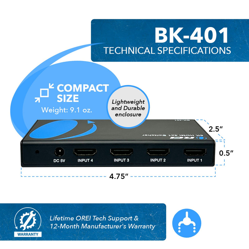 8K HDMI 4x1 Switcher (BK-401)