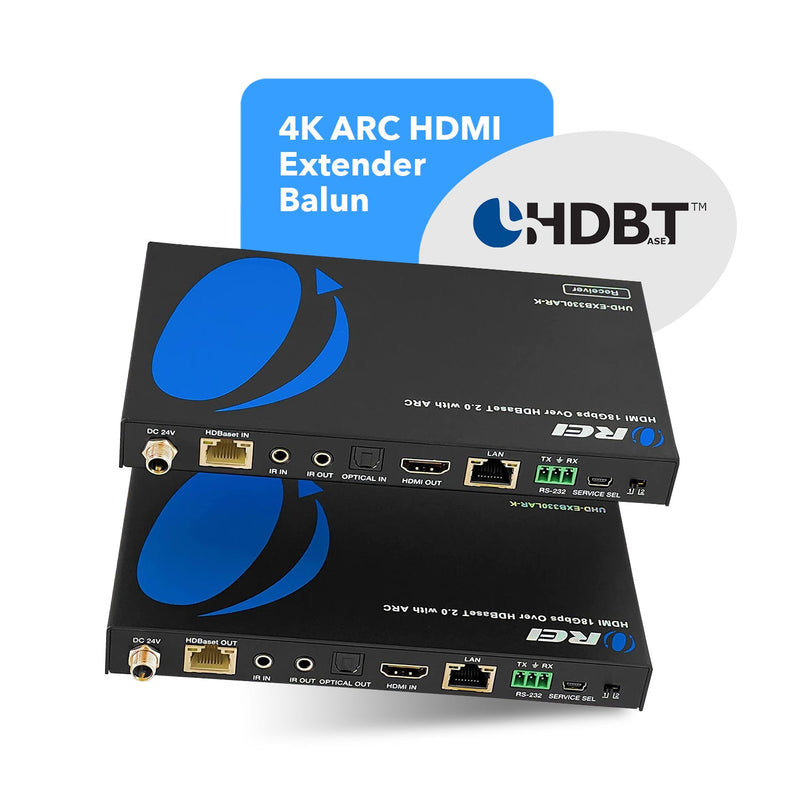 4K HDBaseT HDMI Extender Over CAT6/7 up to 330 Feet, Bi-directional IR, ARC, PoC, RS-232 (UHD-EXB330LAR-K)