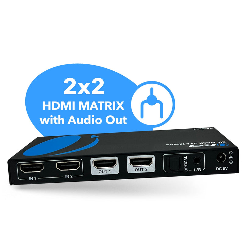 8K HDMI 2x2 Matrix Switcher with Audio Extraction (BK-202A)