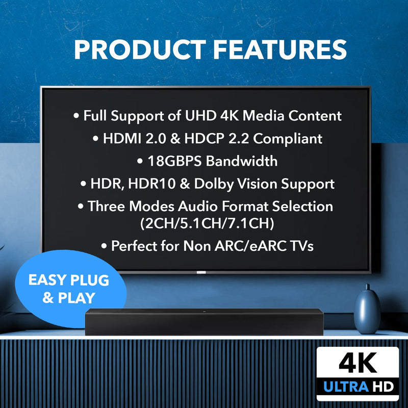 4K HDMI Audio Extractor Switch With ARC/eARC and EDID management (HDA-934)