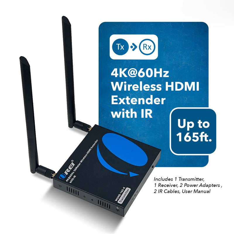 4K@60Hz Wireless HDMI Extender up to 165 feet with IR (WUHD-165-K)