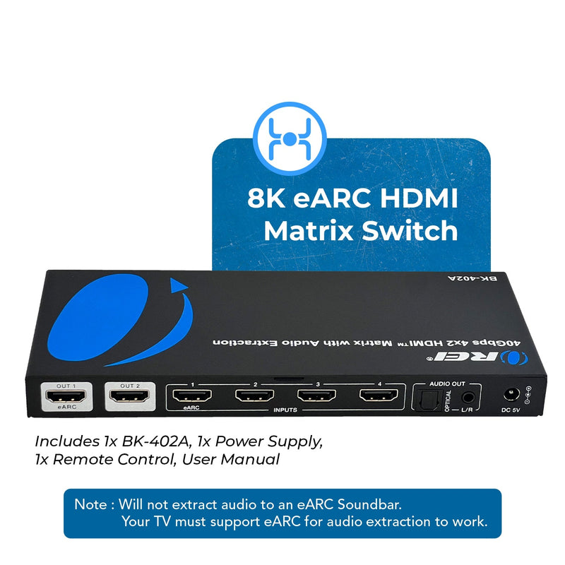 4x2 HDMI Matrix with Audio Extraction (BK-402A)