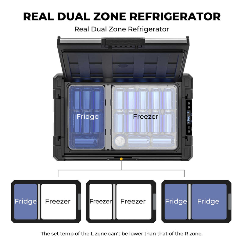 BougeRV Rocky 41QT Dual Zone 12V Portable Fridge