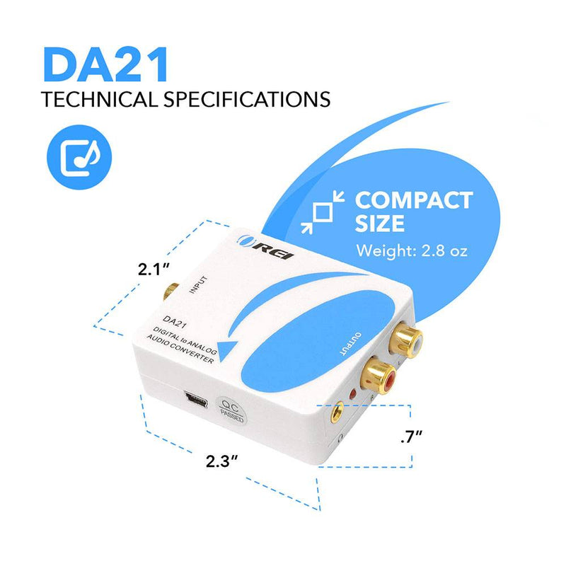 Coxial/Optical Digital to Analog Audio Converter Over RCA (DA21)