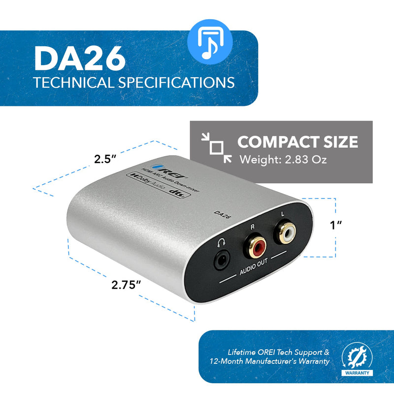 OREI HDMI ARC Audio Down-mixer with Dolby 5.1 (DA26)