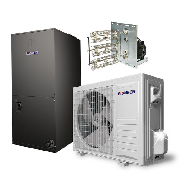 Sistema de aire acondicionado con bomba de calor Inverter+ central con conductos y split de 24 000 BTU y 16,5 SEER2 de Pioneer®, segunda generación