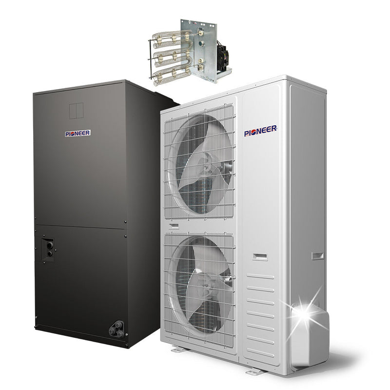 Sistema de aire acondicionado con bomba de calor Inverter+ central con conductos y split de 48 000 BTU y 17,5 SEER2 de Pioneer®, segunda generación