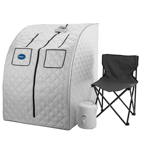 Durasage Health - Oversized Portable Steam Sauna for Weight Loss, Detox & Relaxation at Home, Chair Included - Silver