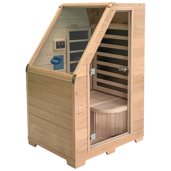 Durasage Health - 1-Person Carbon Infrared Sauna - Canadian Hemlock Wooden Sauna - 760 Watts