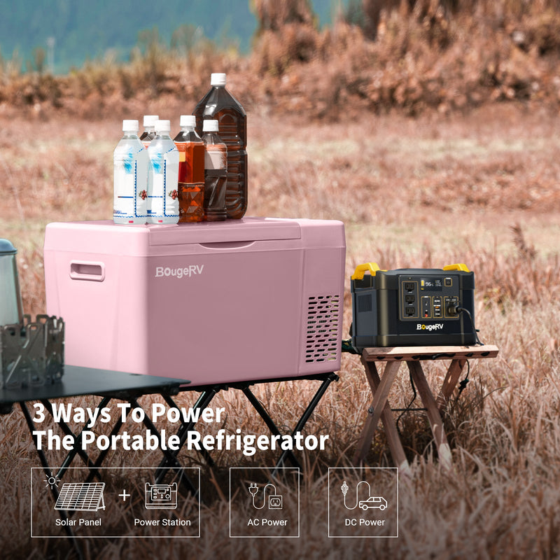 BougeRV 12V 23 Quart Pink Mini Fridge