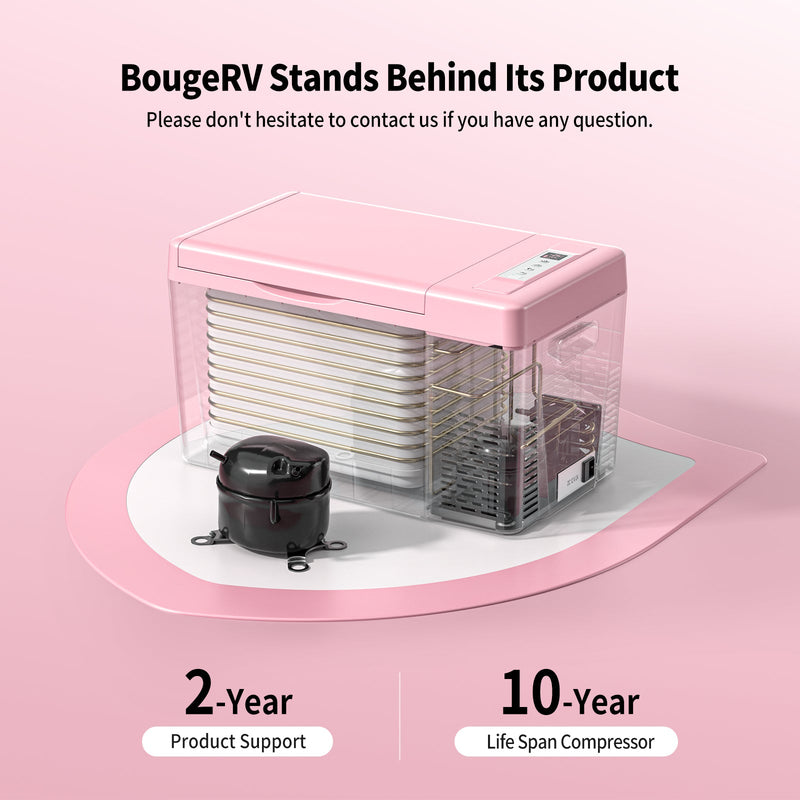 BougeRV 12V 23 Quart Pink Mini Fridge