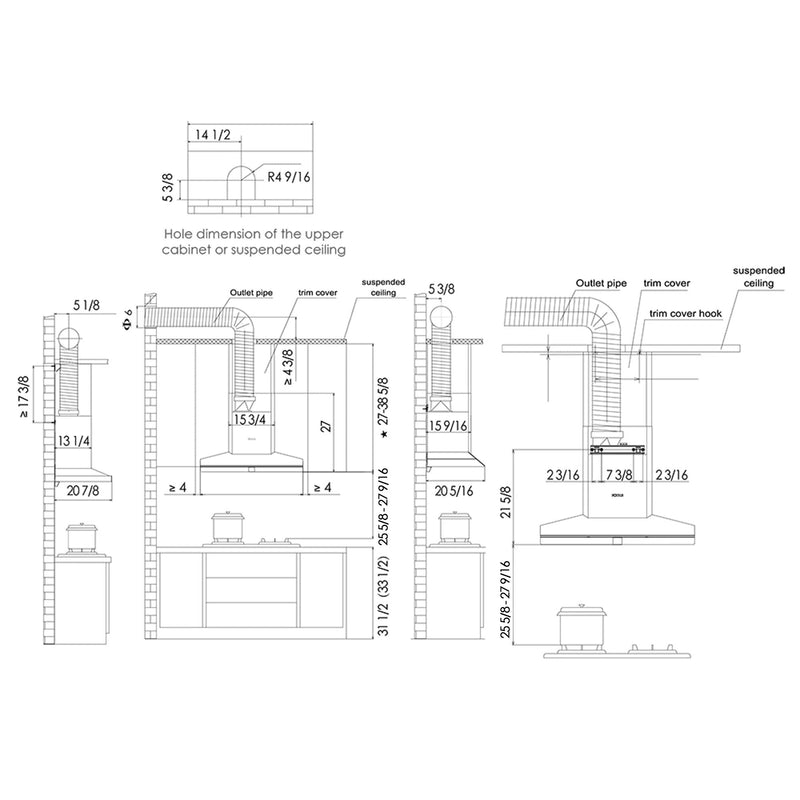 FOTILE - Serie de ventilación perimetral de montaje en pared de 36" | EMG9030