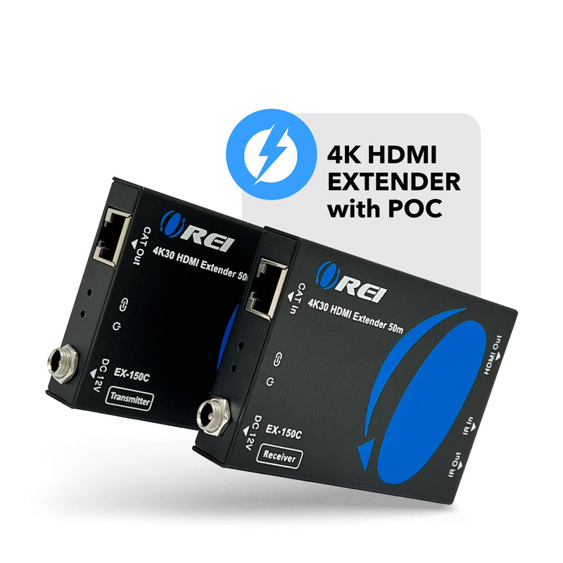 4K HDMI Extender Over CAT6/7 up to 165ft with PoC & Bi-directional IR (EX-150C)