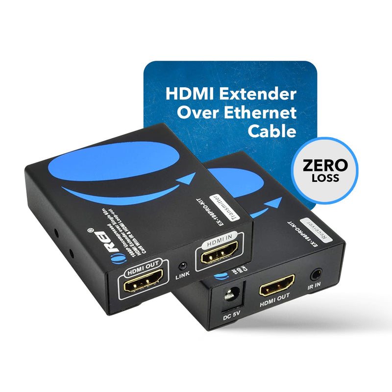 OREI HDMI Extender Over Single CAT6/CAT7 Cable 1080p With IR-Upto 196 FT-Supports & 3D, HD Audio (EX-196PRO-KIT)