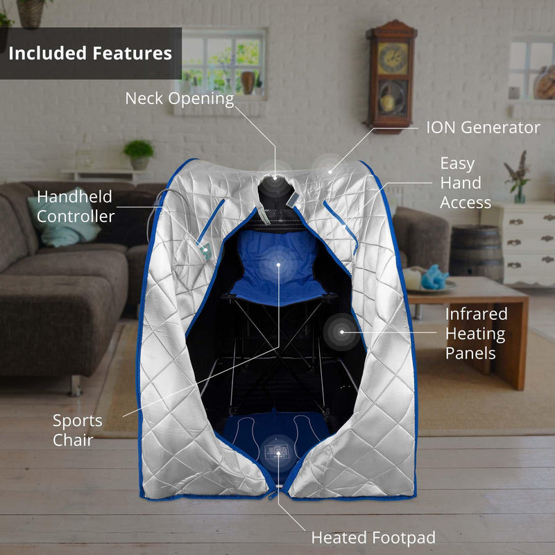 Durasage Health - Infrared Heated Personal Sauna with Air Ionizer Generator, 5+ Temperature Levels & up to 30 minutes