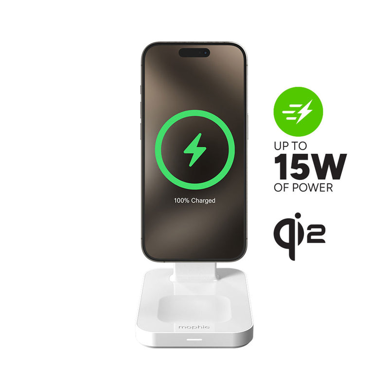 Mophie Universal Wireless 3-in-1 Charging Stand With Qi2 White