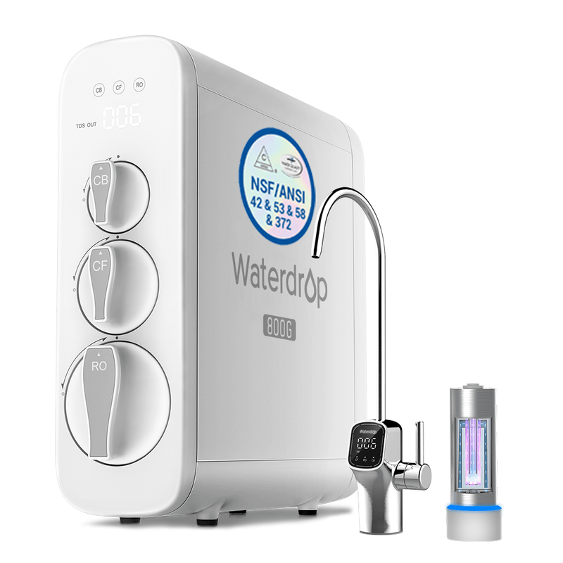 Waterdrop - Sistema de ósmosis inversa sin tanque de 800 GPD con luz esterilizadora ultravioleta - Waterdrop G3P800