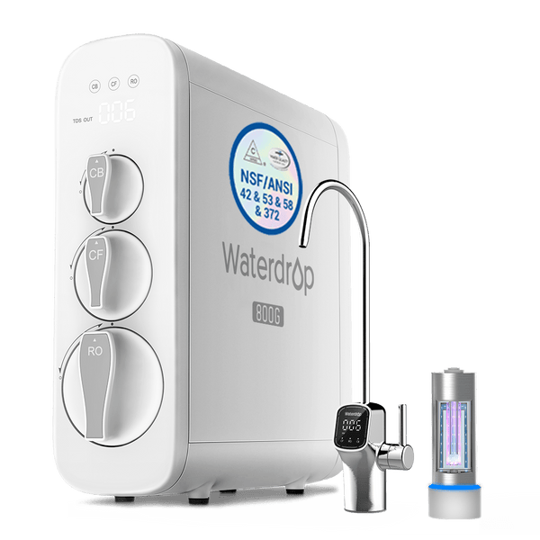 Waterdrop - Sistema de ósmosis inversa sin tanque de 800 GPD con luz esterilizadora ultravioleta - Waterdrop G3P800