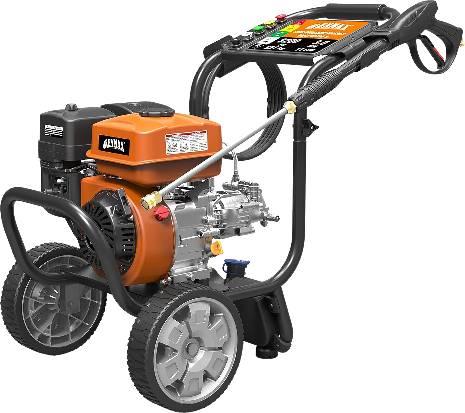 Genmax GMGPW3200-B Gas Pressure Washer 3200 PSI and 3 GPM, 5 QC Nozzle