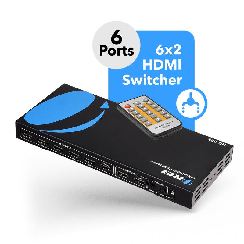 Ultra HD 6x2 HDMI Matrix Switch with ARC Support (HD-602)