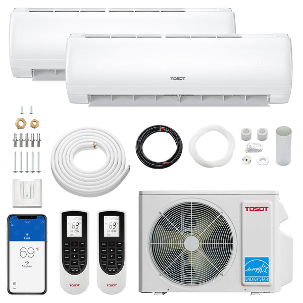 TOSOT - 18,000 BTU Dual Zone Mini Split Air Conditioner - Heat Pump