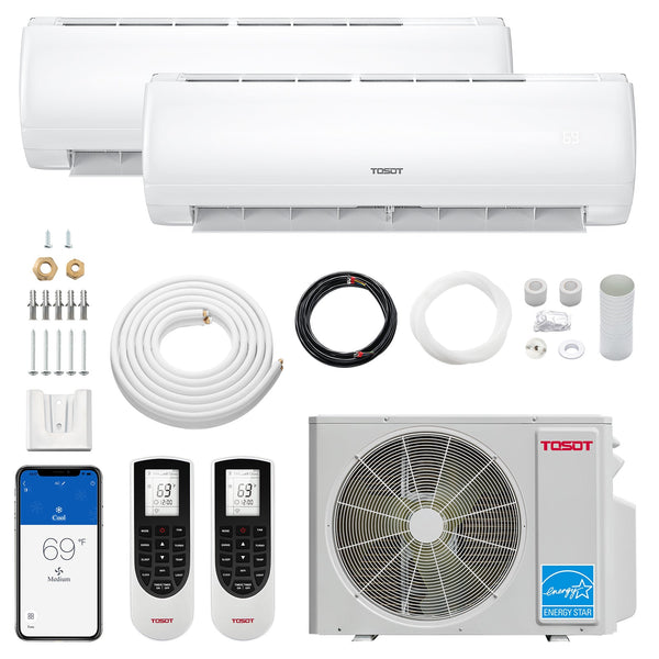 TOSOT - 24,000 BTU Dual Zone Mini Split Air Conditioner - Heat Pump