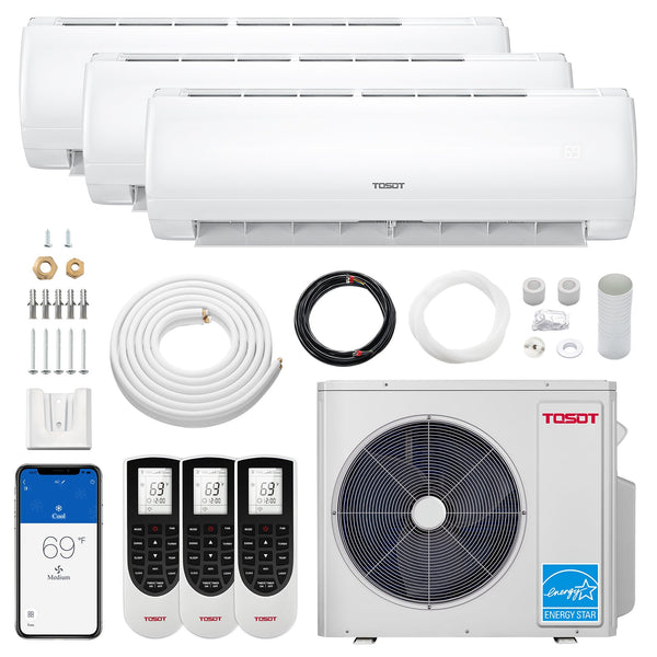 TOSOT - 30,000 BTU Tri-Zone Mini Split Air Conditioner - Heat Pump