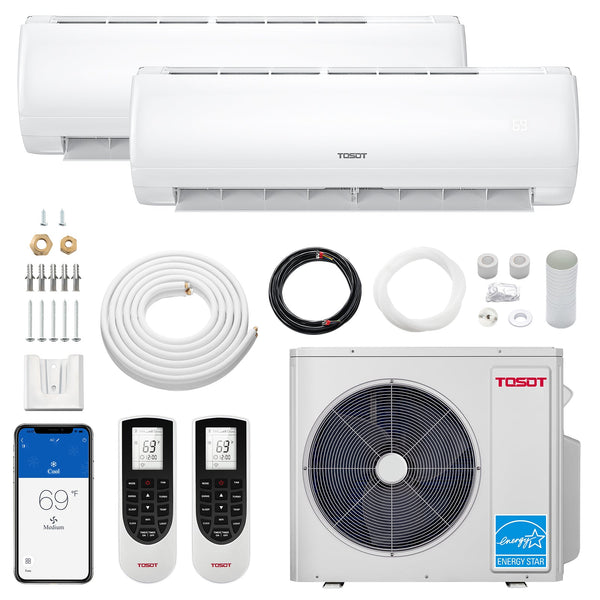 TOSOT - 36,000 BTU Dual Zone Mini Split Air Conditioner - Heat Pump