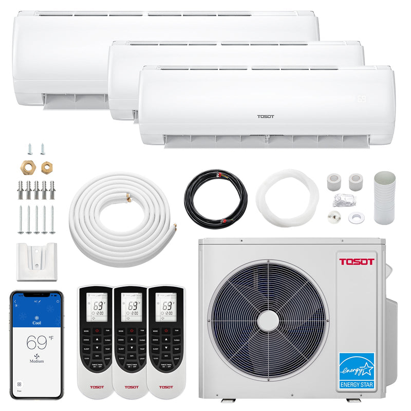 TOSOT - 36,000 BTU Tri-Zone Mini Split Air Conditioner - Heat Pump