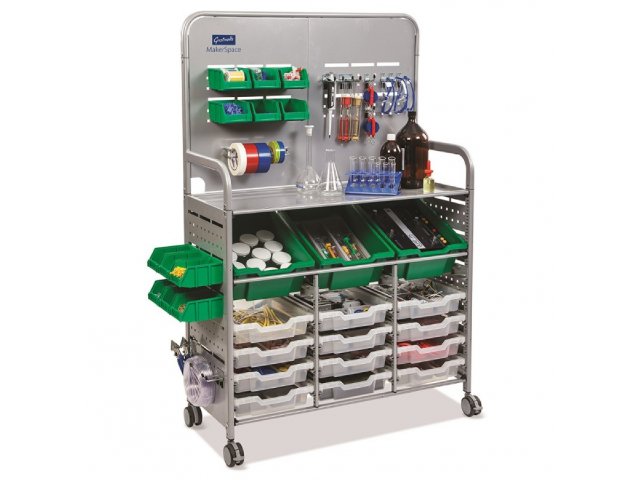 Carrito MakerSpace de Gratnells, 40,00 x 17,00 x 62,00 pulgadas, color verde hierba