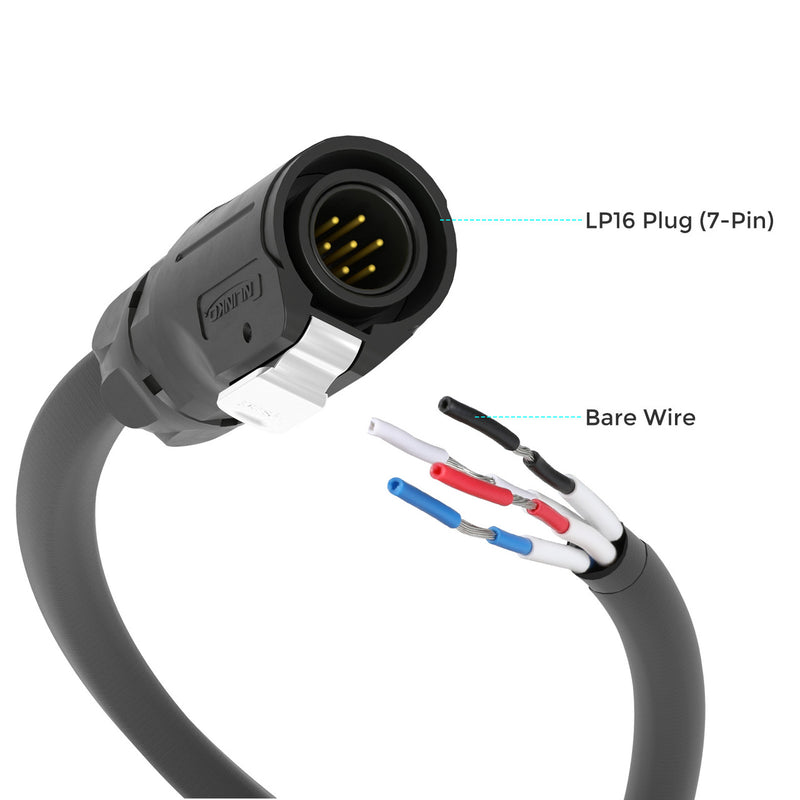 Renogy LP16 Plug (7-Pin) to Bare Wire 2Ft Communication Cable