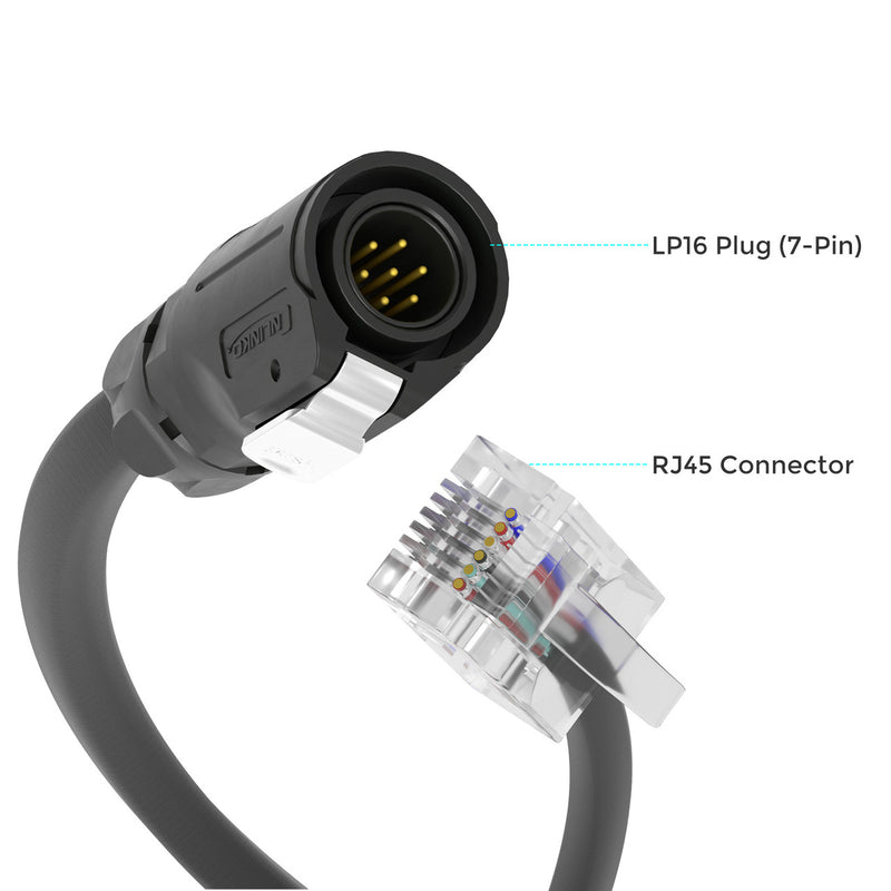 Renogy LP16 Plug (7-Pin) to RJ45 20Ft Communication Cable (No 12V Power Supply)