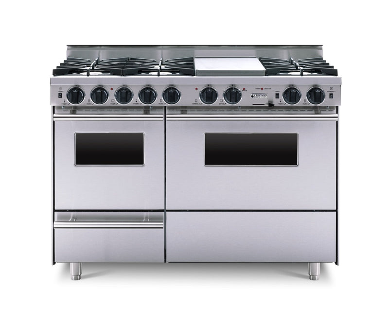 Horno de ladrillo Chicago - Cocina de convección autolimpiante de combustible dual a gas LP de 48" - Quemadores abiertos