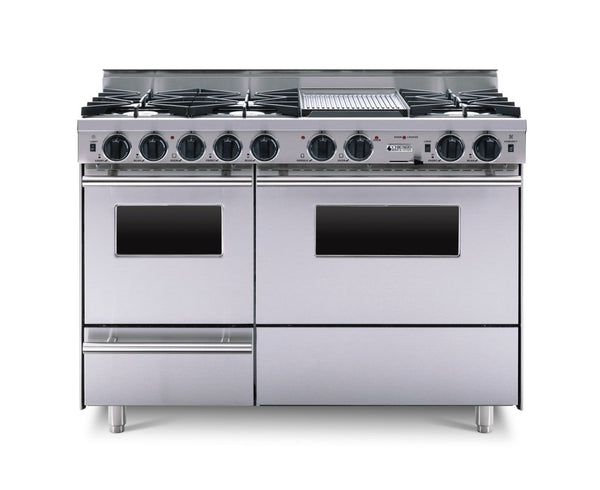 Chicago Brick Oven - 48” True Dual-Fuel Self-Cleaning Convection Range - Open Burners