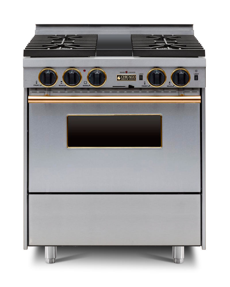 Chicago Brick Oven - 30” Dual-Fuel Self-Cleaning Convection Range - Sealed Burners