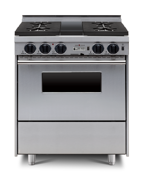 Chicago Brick Oven - 30” LP Gas Dual-Fuel Self-Cleaning Convection Range - Sealed Burners