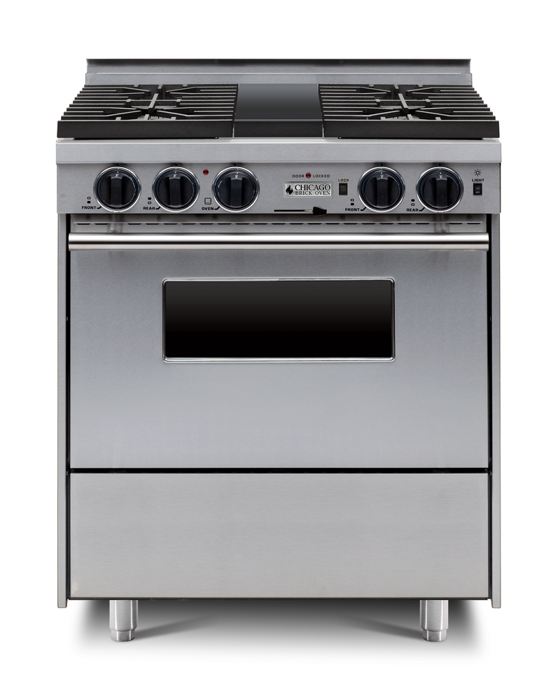 Chicago Brick Oven - 30” Dual-Fuel Self-Cleaning Convection Range - Sealed Burners