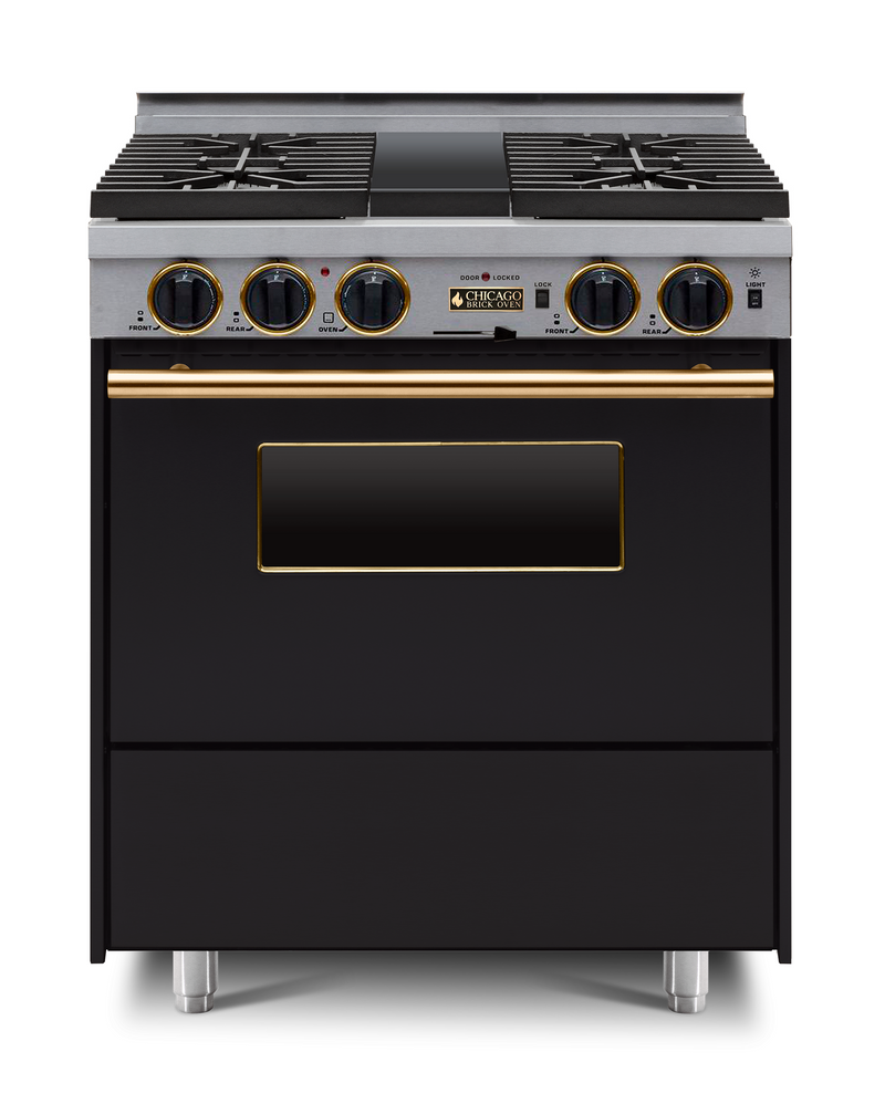 Chicago Brick Oven - 30” Dual-Fuel Self-Cleaning Convection Range - Sealed Burners