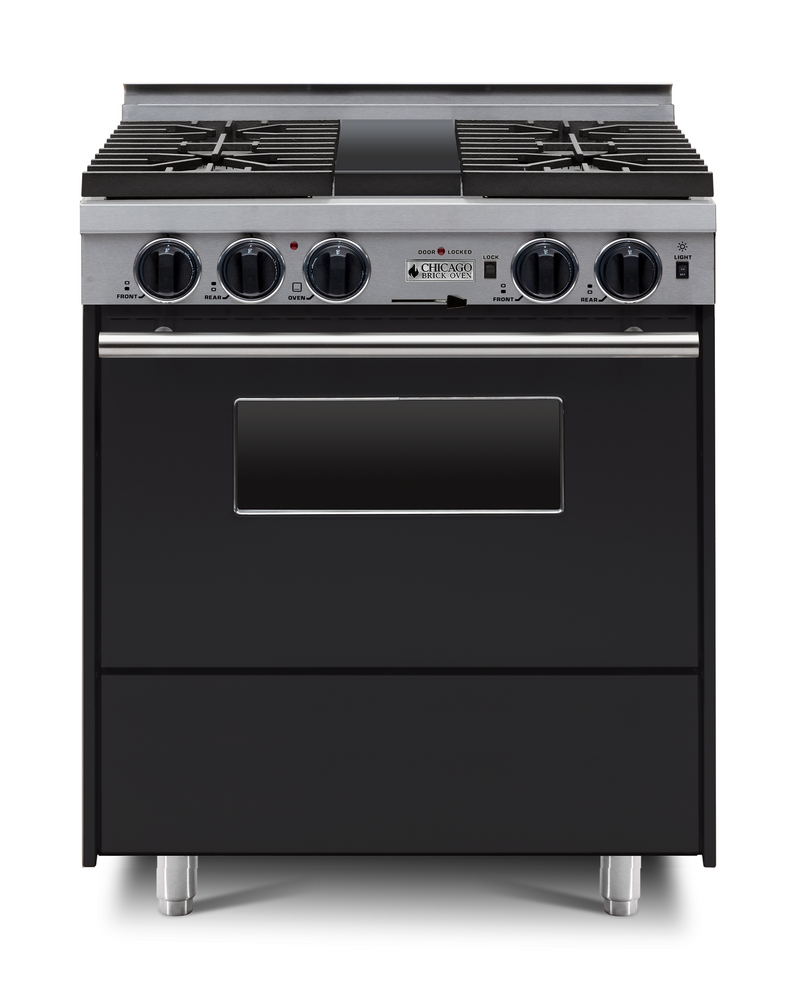 Chicago Brick Oven - 30” Dual-Fuel Self-Cleaning Convection Range - Sealed Burners