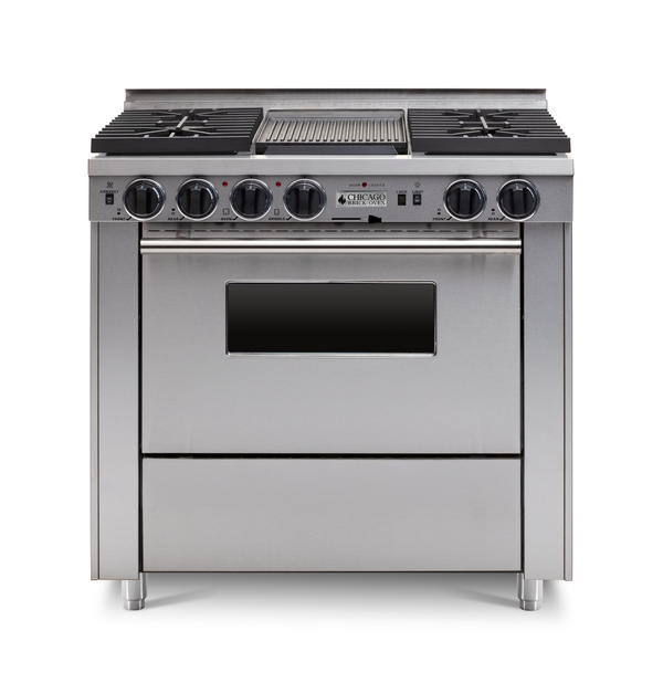 Chicago Brick Oven - 36” Dual-Fuel Self-Cleaning Convection Range - Sealed Burners