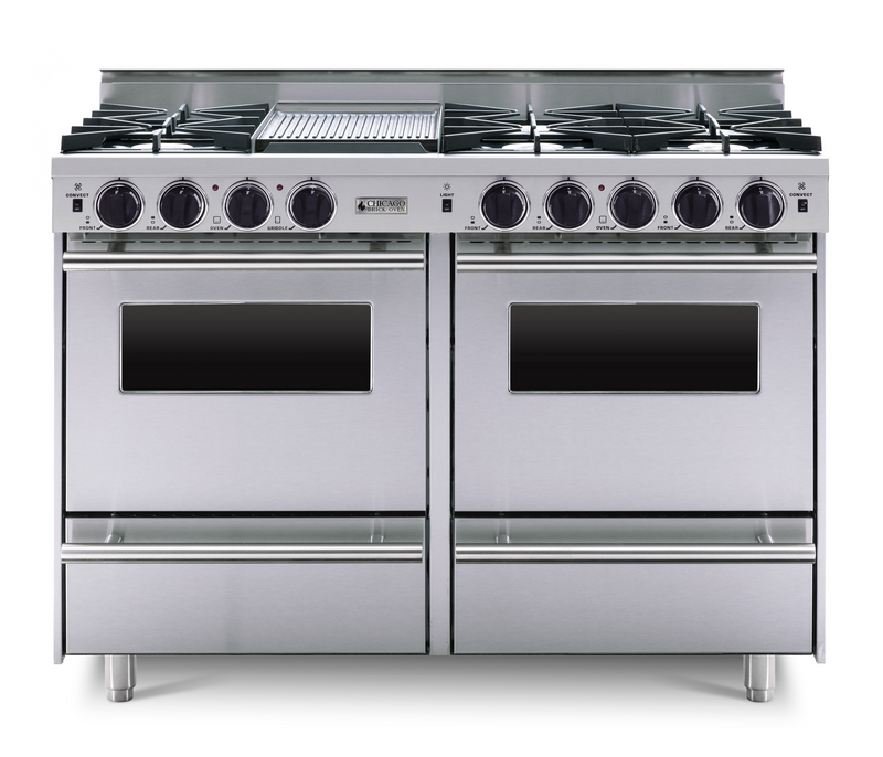 Horno de ladrillo Chicago - Cocina a gas de 48" LP - Quemadores abiertos