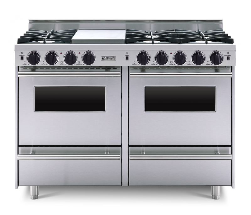 Horno de ladrillo Chicago - Cocina a gas de 48" LP - Quemadores abiertos