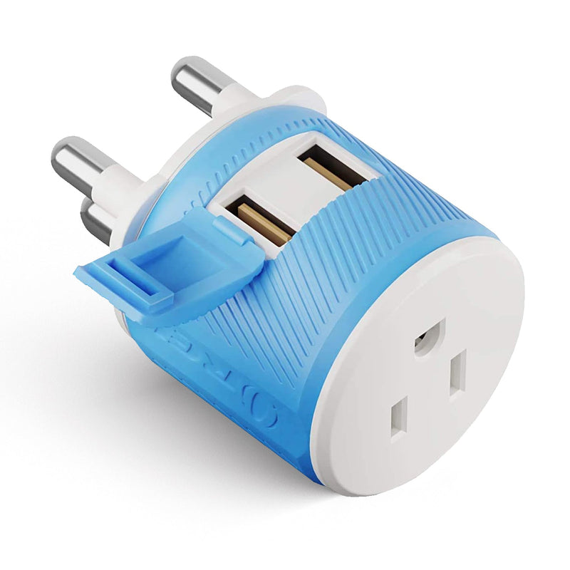 South Africa, Botswana Travel Adapter - 3 in 1 - 2 USB - Type M - Compact Design (U2U-10L)