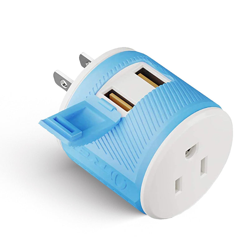 Japan, Philippines Travel Adapter - 3 in 1 - 2 USB - Type A - Compact Design (U2U-6)