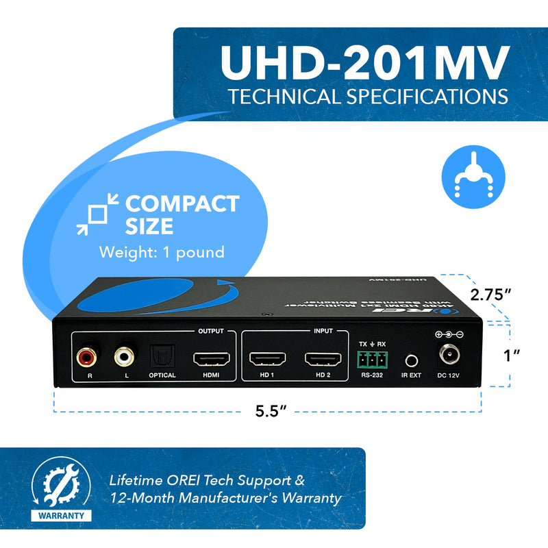 Ultra HD 4K Multi-Viewer 2x1 HDMI Seamless Video Switch (UHD-201MV)