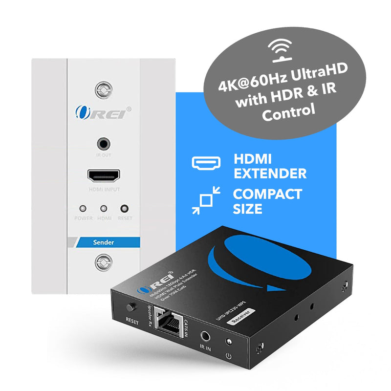 4K HDMI Extender Over Single CAT6/7 With 4K@60Hz Wall Plate Transmitter, HDR & IR Control Upto 230ft (UHD-IPC230-WPE)