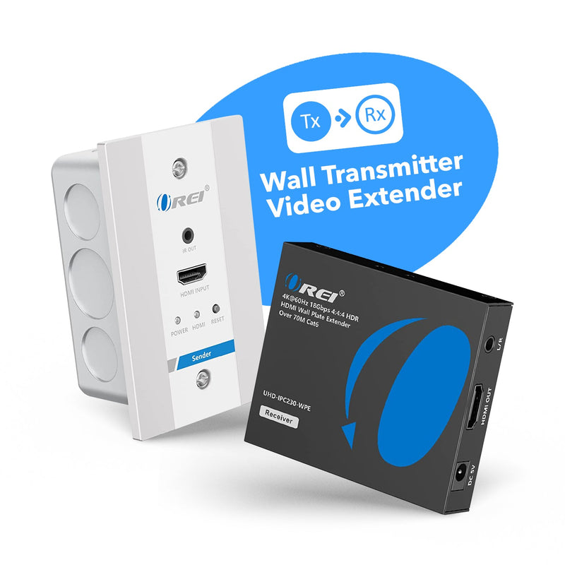 4K HDMI Extender Over Single CAT6/7 With 4K@60Hz Wall Plate Transmitter, HDR & IR Control Upto 230ft (UHD-IPC230-WPE)